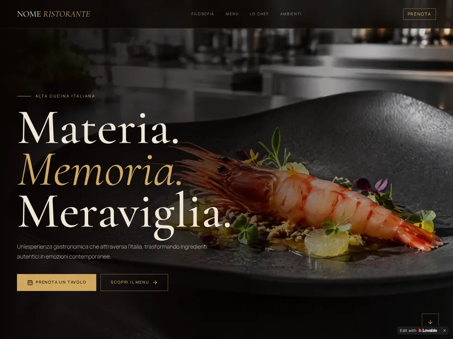 Bozza sito Ristorante
